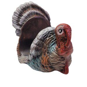 Ceramic Turkey Napkin Holder‎ Thanksgiving Fall Dinner Cabin Hunter Bird Fowl